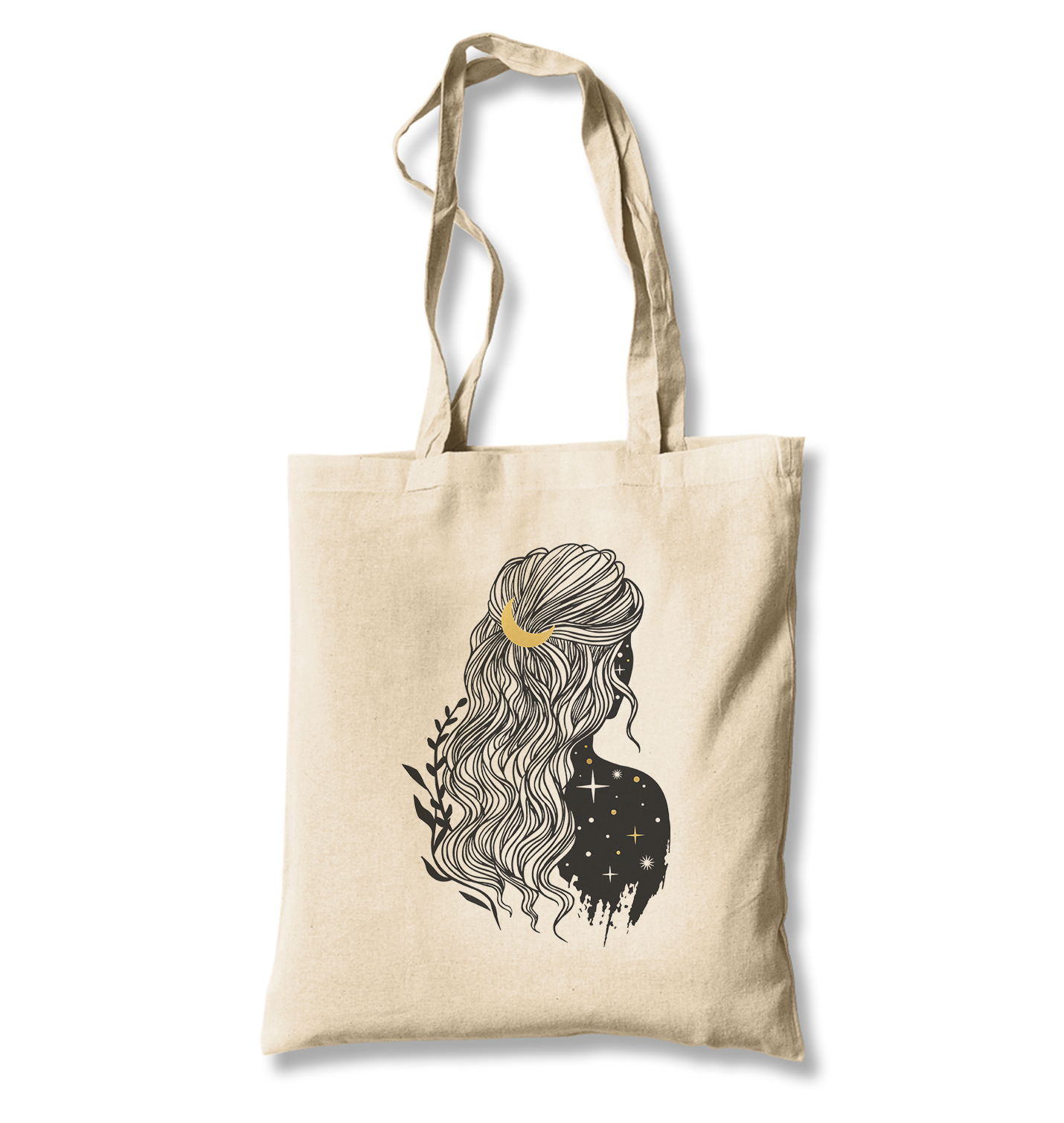 Hair by Moon Girl by Stars White Canvas Totebag - Premium  from W.E.N.S. WIND - Just 4990! Shop now at W.E.N.S. WIND