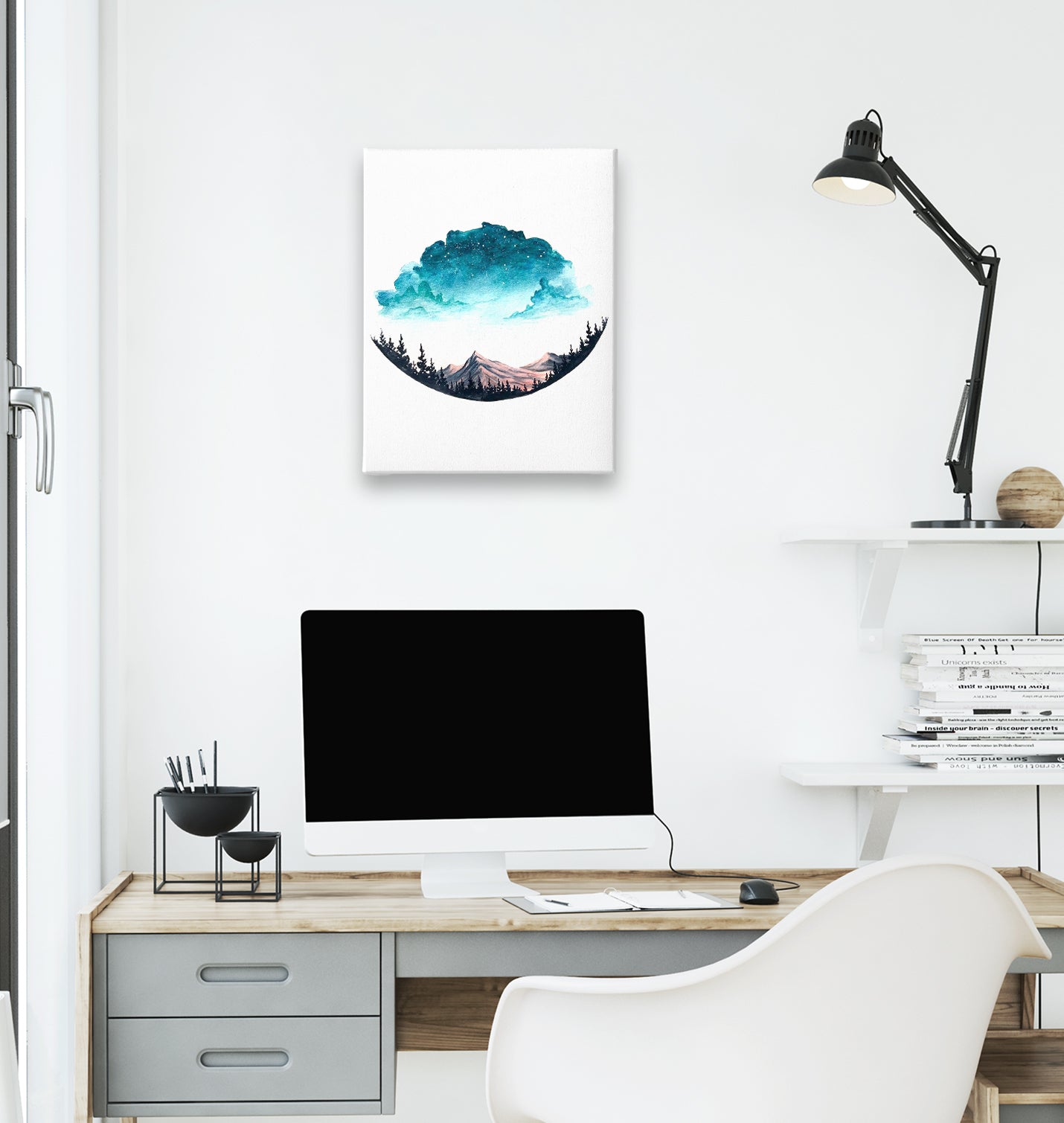 Earth Under Clouds White Canvas Wall Art 35x40cm - Premium  from W.E.N.S. WIND - Just 7990! Shop now at W.E.N.S. WIND