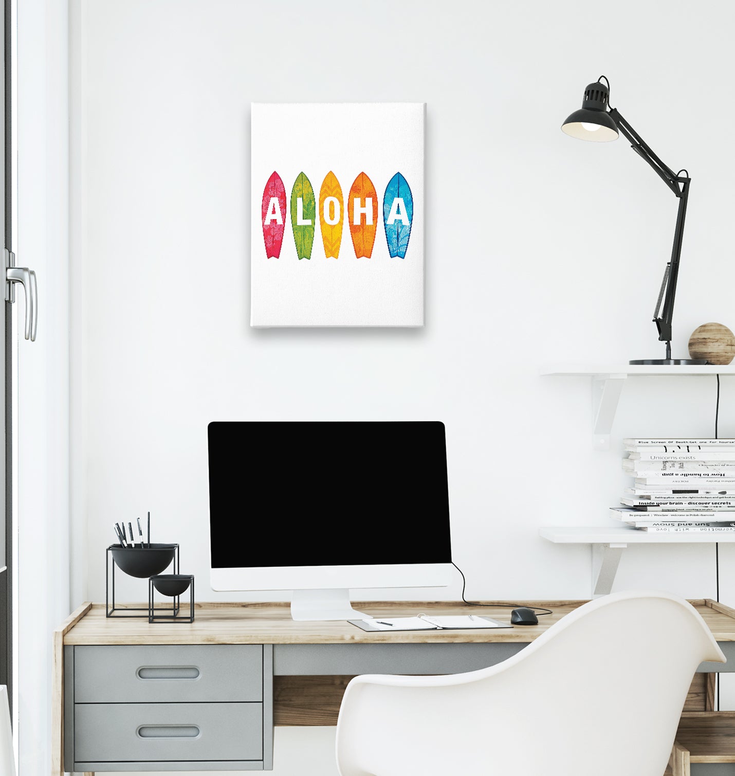 Aloha when Surfing White Canvas Wall Art 35x40cm - Premium  from W.E.N.S. WIND - Just 7990! Shop now at W.E.N.S. WIND