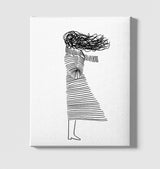 Girl With The Wind White Canvas Wall Art 35x40cm - Premium  from W.E.N.S. WIND - Just 7990! Shop now at W.E.N.S. WIND