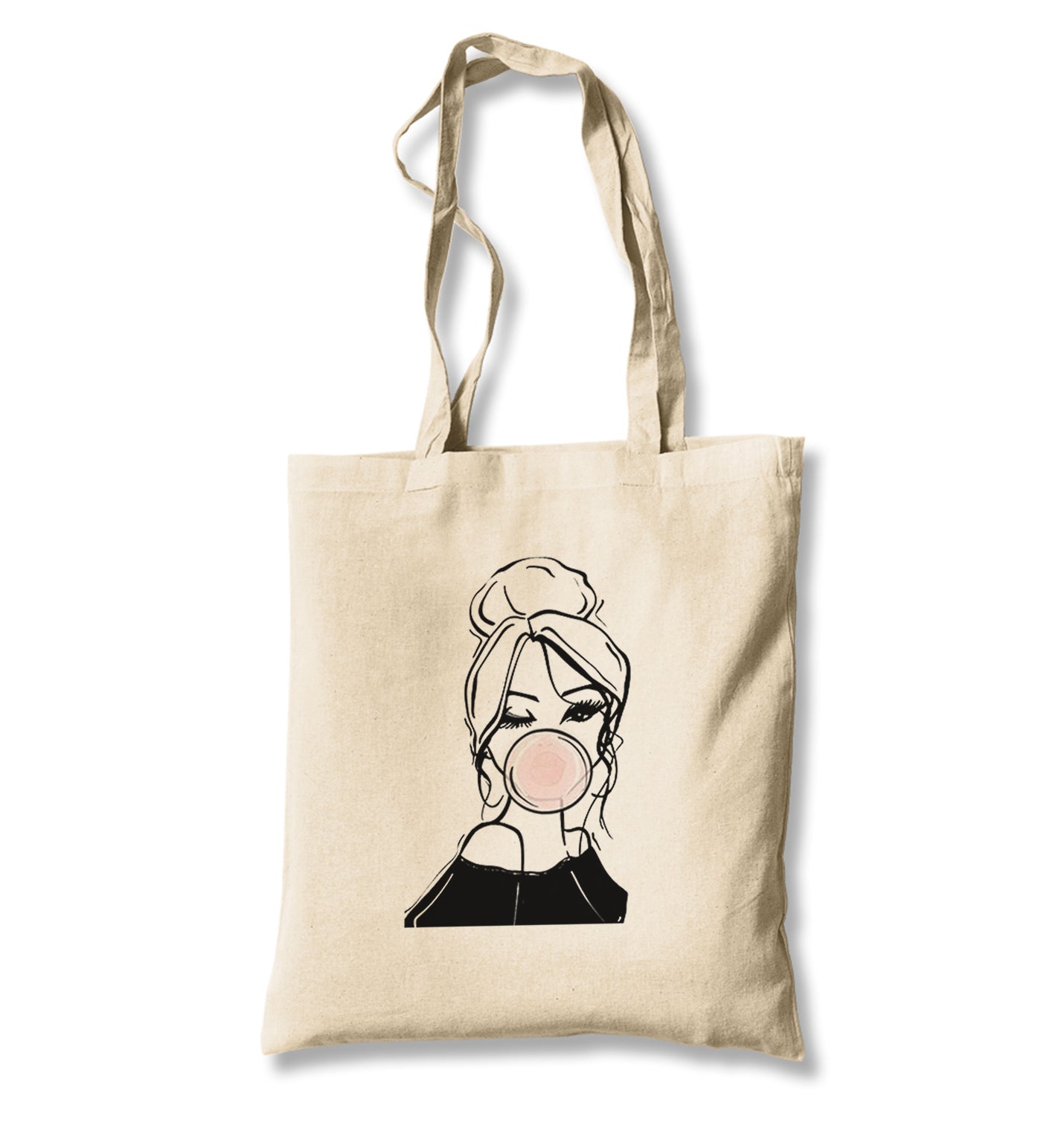 Girl Behind Bubble Gum Canvas Totebag - Premium  from Wenswind - Just 4990! Shop now at W.E.N.S. WIND
