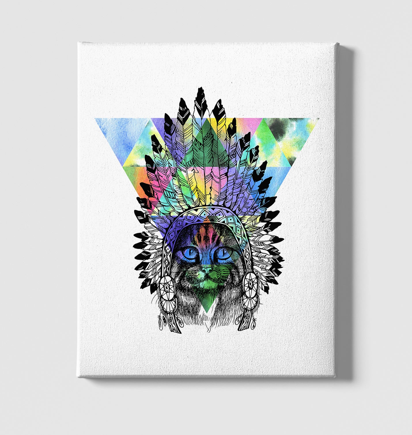 Sitting Cat Indian White Canvas Wall Art 35x40cm - Premium  from W.E.N.S. WIND - Just 7990! Shop now at W.E.N.S. WIND