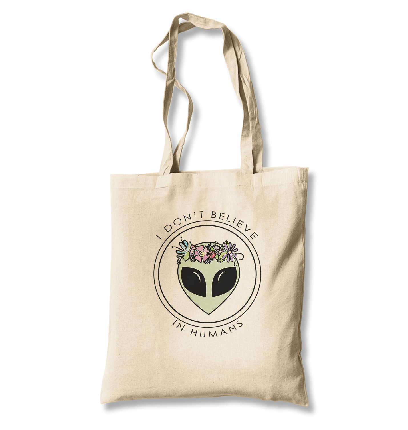 Believe in Humans-Alien White Canvas Totebag - Premium  from W.E.N.S. WIND - Just 4990! Shop now at W.E.N.S. WIND