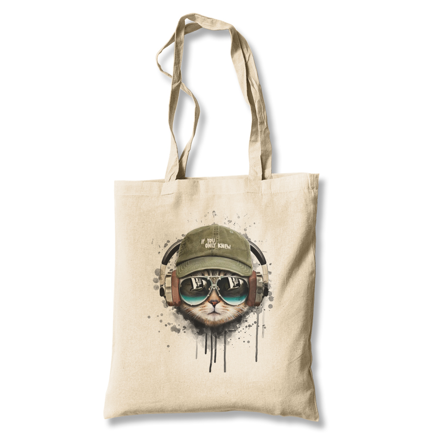 Hat Style - Cat White Canvas Totebag - Premium  from W.E.N.S. WIND - Just 4990! Shop now at W.E.N.S. WIND