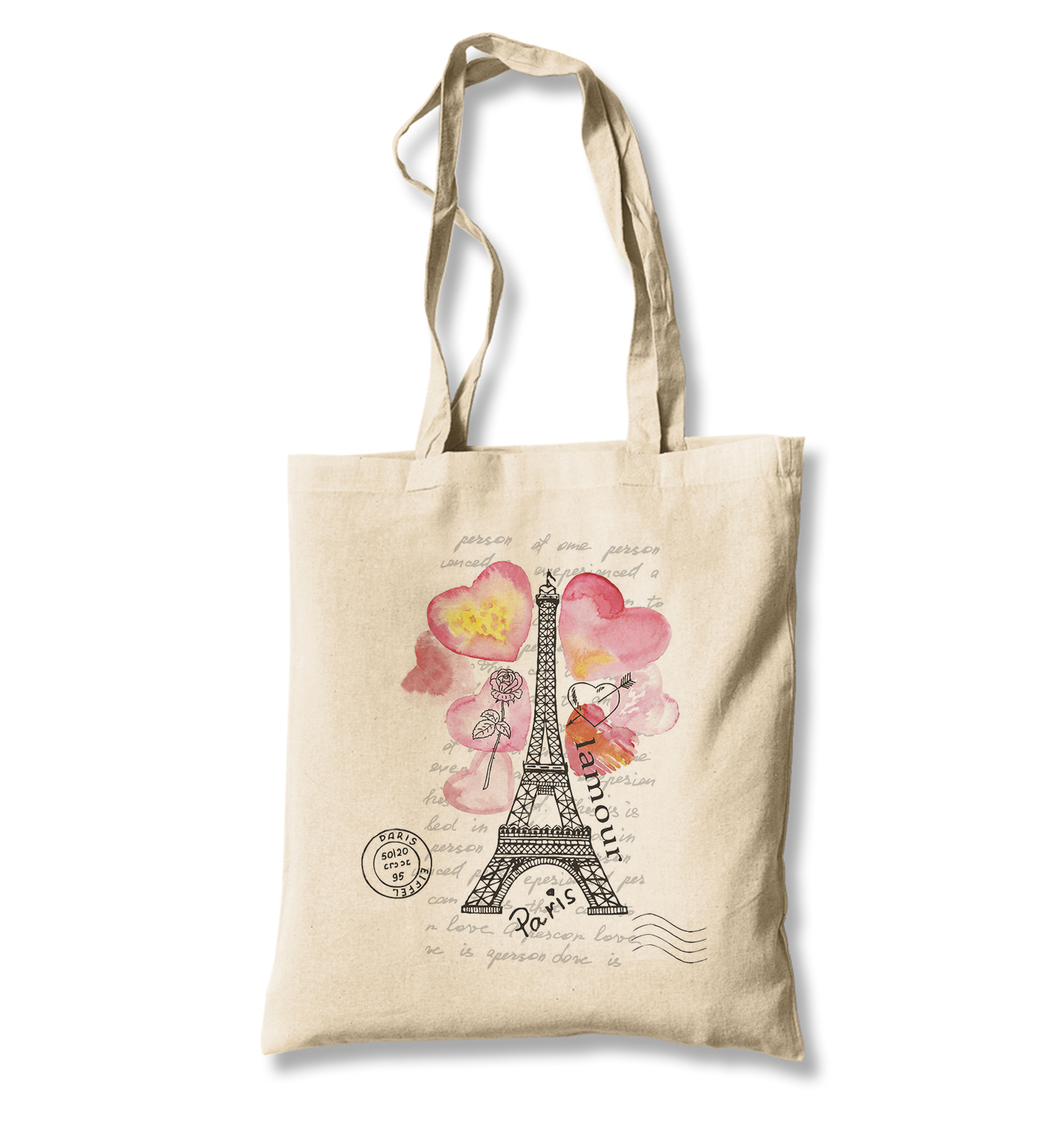 Paris - Love (L'amour) White Canvas Totebag - Premium  from W.E.N.S. WIND - Just 4990! Shop now at W.E.N.S. WIND