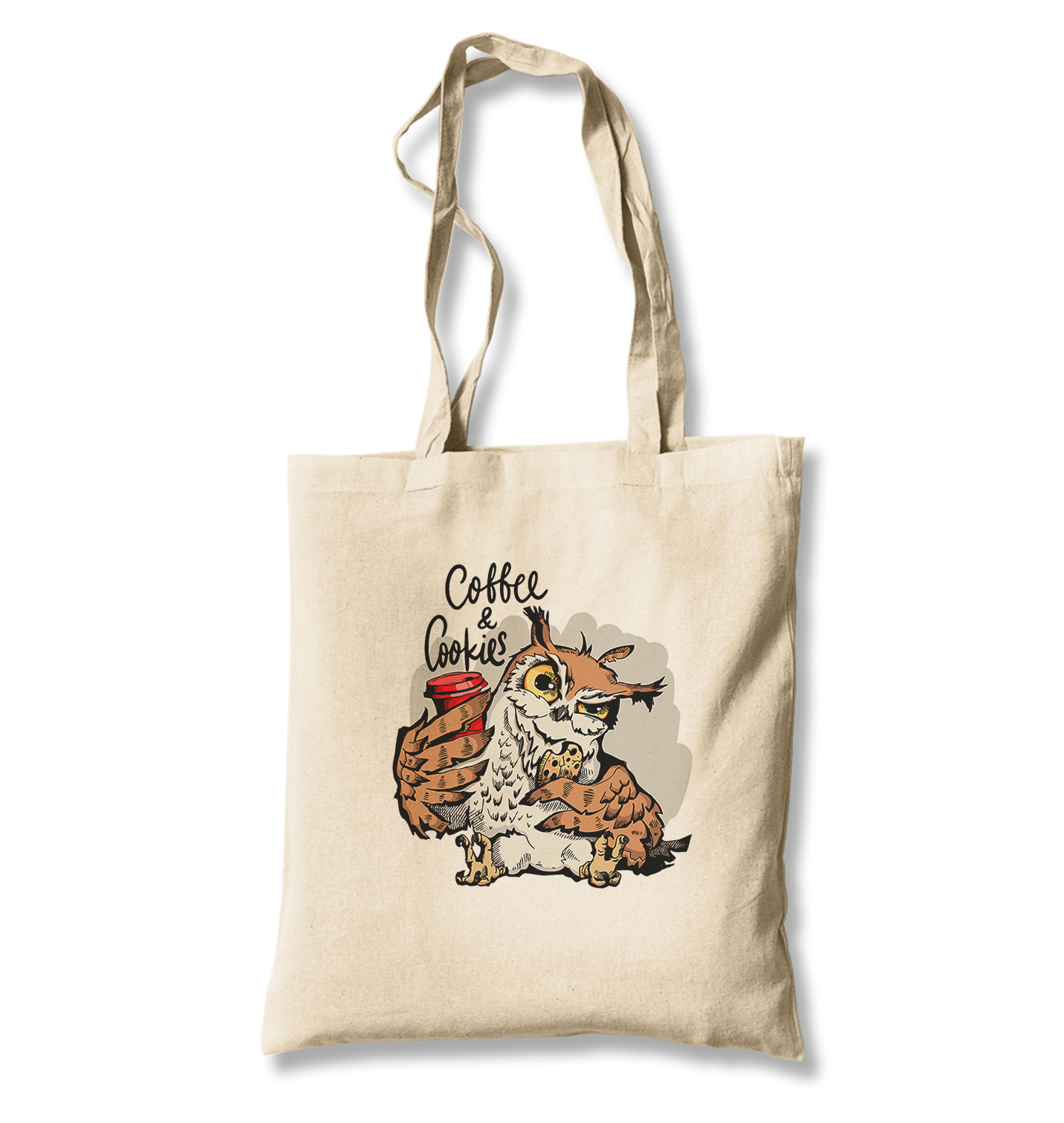 Coffee and Biscuits-Owl White Canvas Totebag - Premium  from W.E.N.S. WIND - Just 4990! Shop now at W.E.N.S. WIND