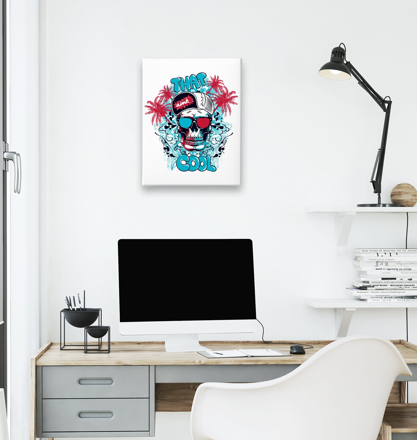 That Cool - Skull White Canvas Wall Art 35x40cm - Premium  from W.E.N.S. WIND - Just 7990! Shop now at W.E.N.S. WIND