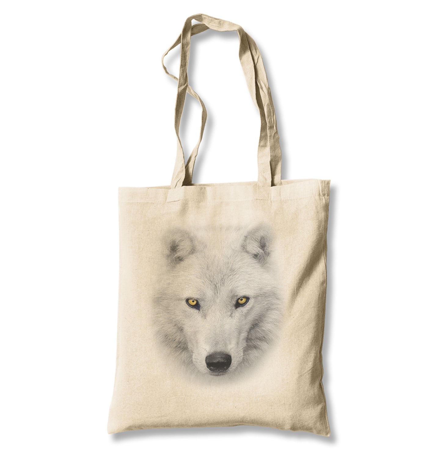 In White - Wolf Canvas Totebag - Premium  from Wenswind - Just 4990! Shop now at W.E.N.S. WIND