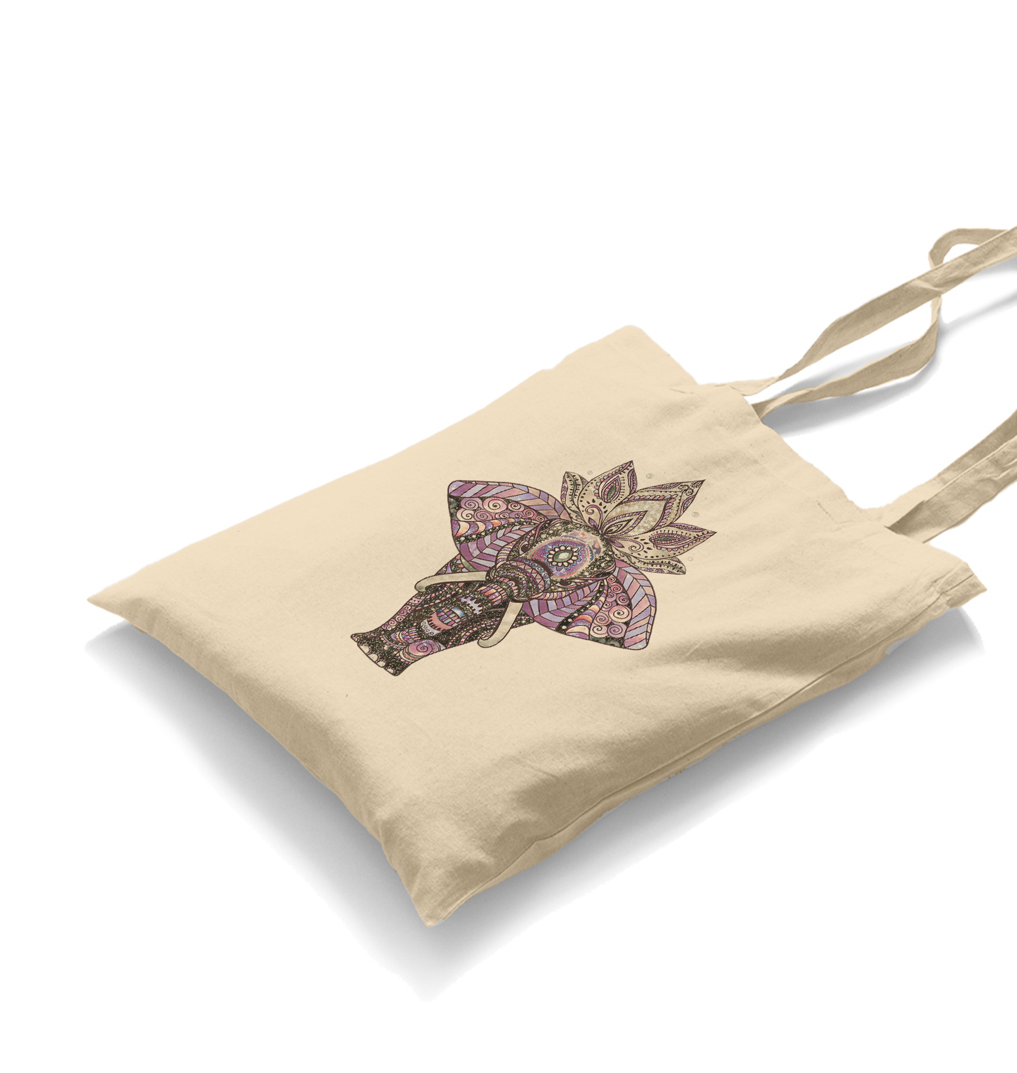 Elephant - Mandala Crown White Canvas Totebag - Premium  from W.E.N.S. WIND - Just 4990! Shop now at W.E.N.S. WIND