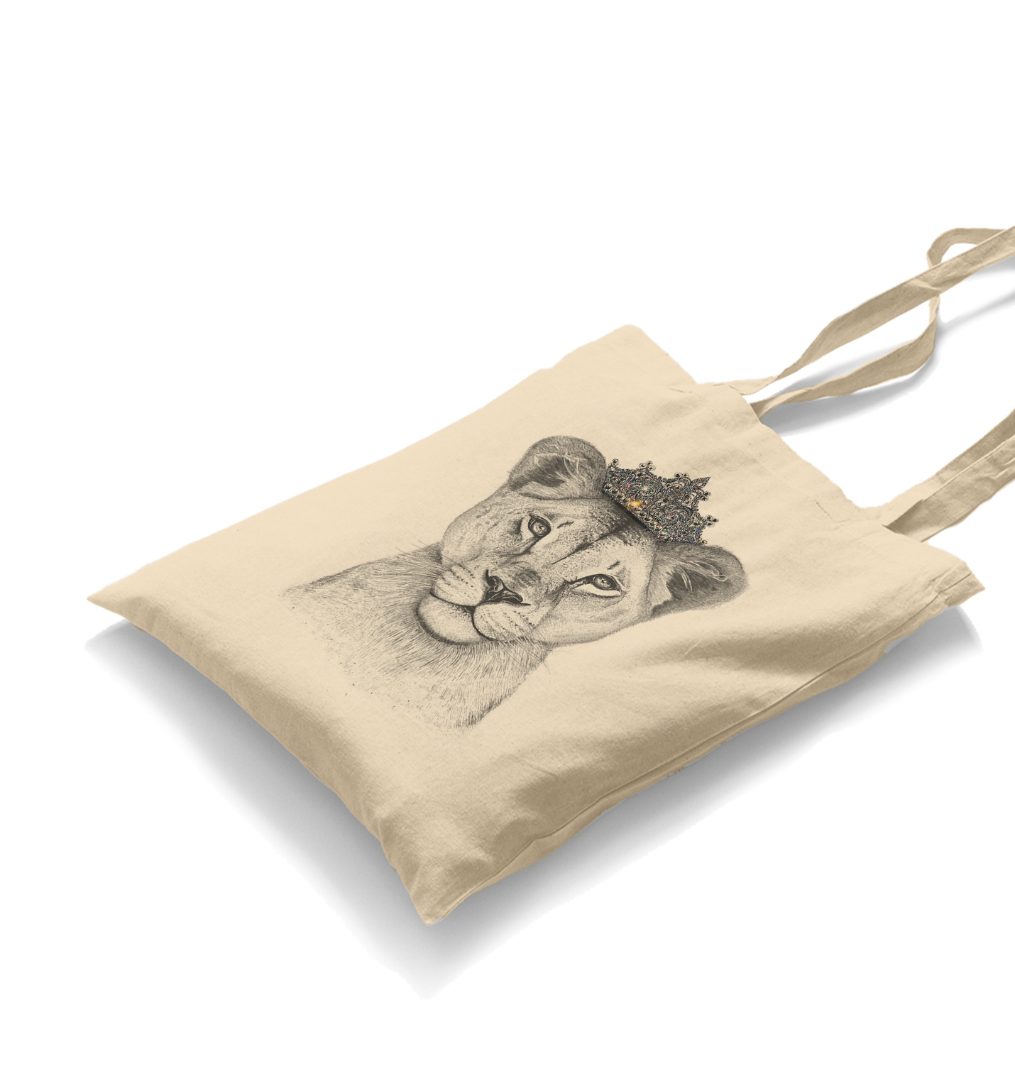 Crown - Lioness White Canvas Totebag - Premium  from W.E.N.S. WIND - Just 4990! Shop now at W.E.N.S. WIND