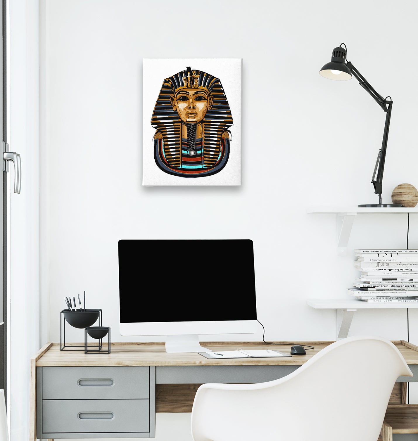 Egypt - Tutankhamun White Canvas Wall Art 35x40cm - Premium  from W.E.N.S. WIND - Just 7990! Shop now at W.E.N.S. WIND