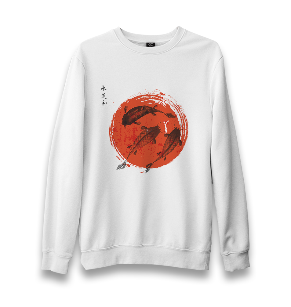 Japanese-Koi Unisex White Sweatshirt - Premium  from W.E.N.S. WIND - Just 10990! Shop now at W.E.N.S. WIND