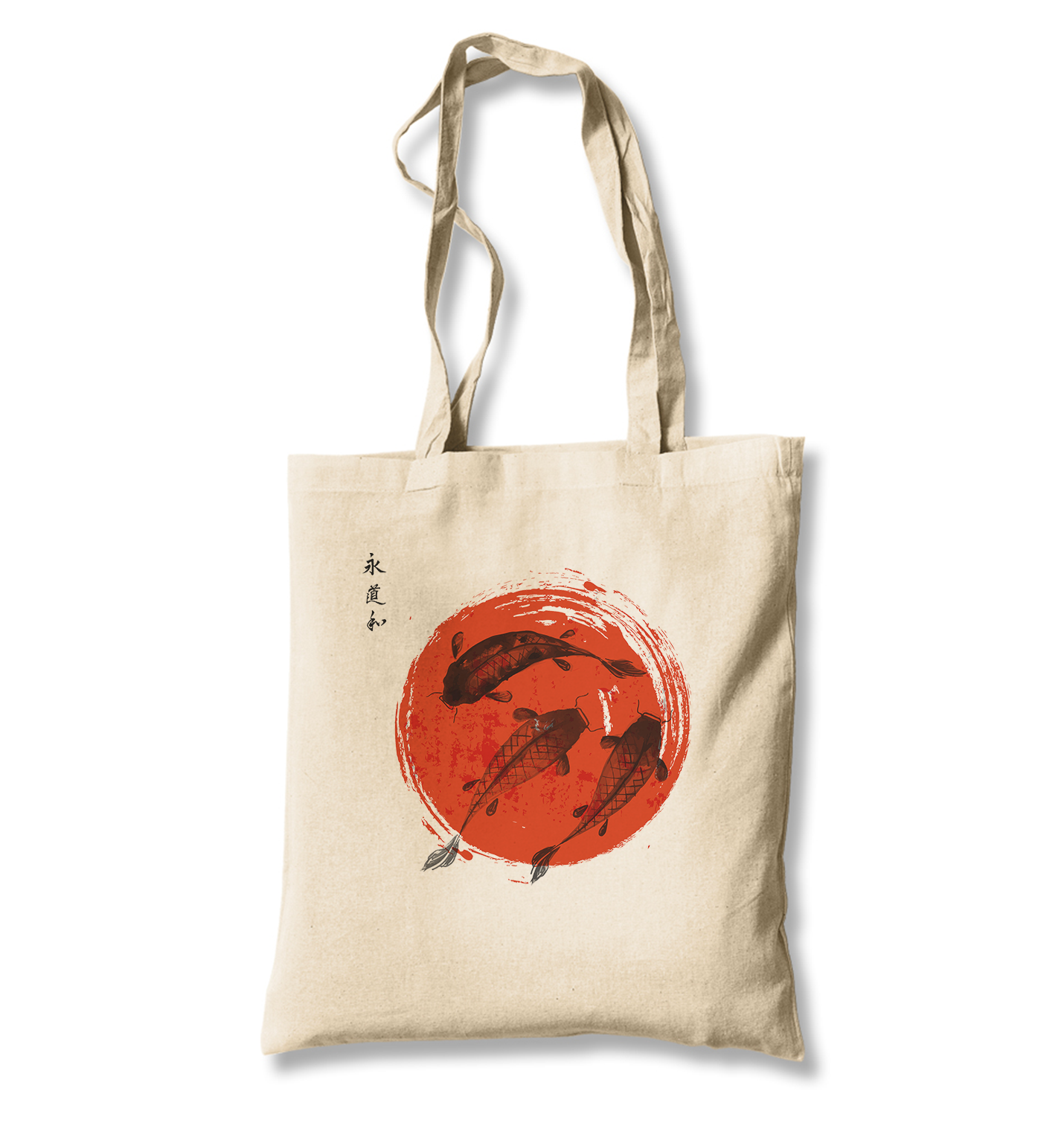 Japanese - Koi White Canvas Totebag - Premium  from W.E.N.S. WIND - Just 4990! Shop now at W.E.N.S. WIND