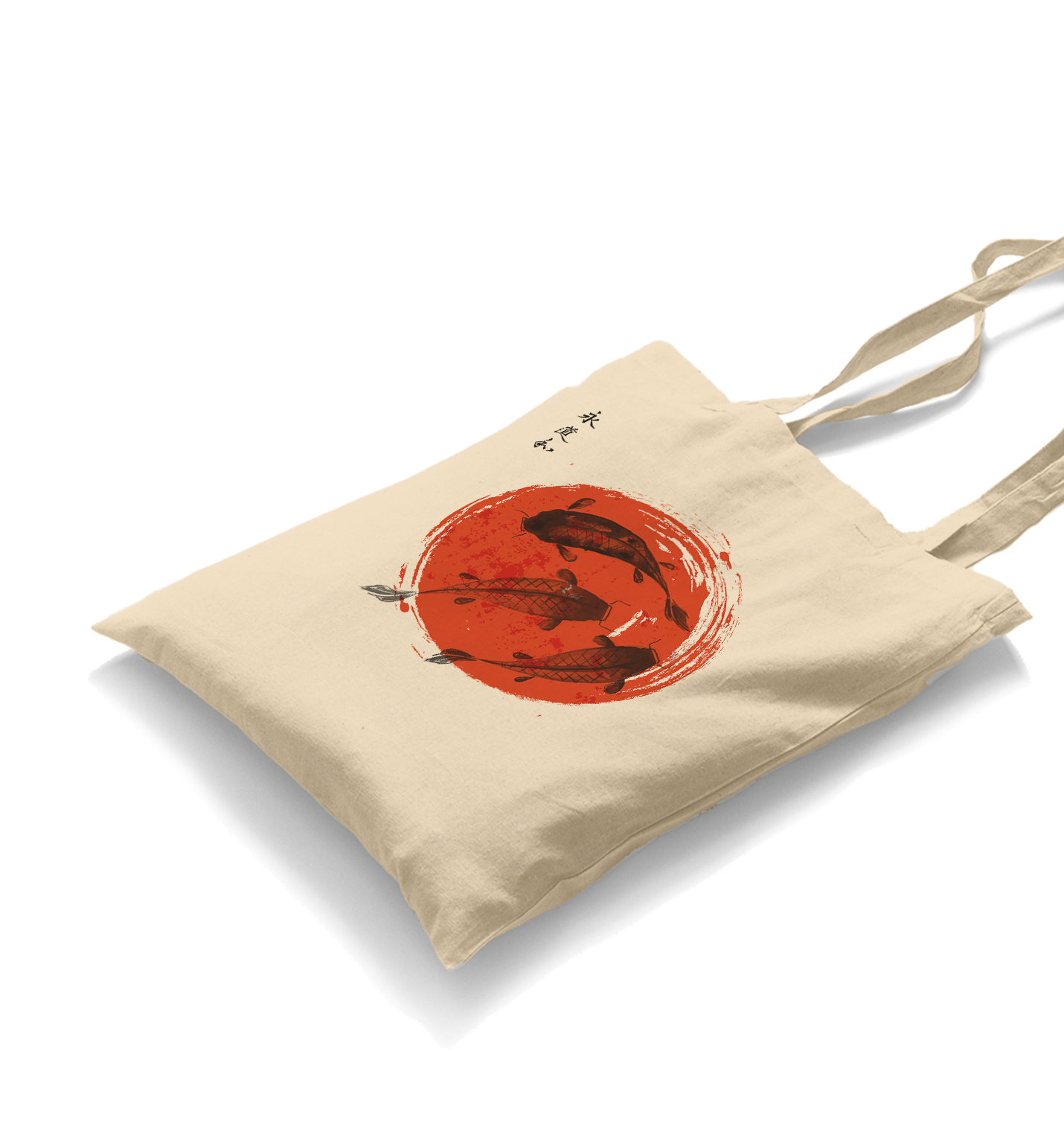 Japanese - Koi White Canvas Totebag - Premium  from W.E.N.S. WIND - Just 4990! Shop now at W.E.N.S. WIND