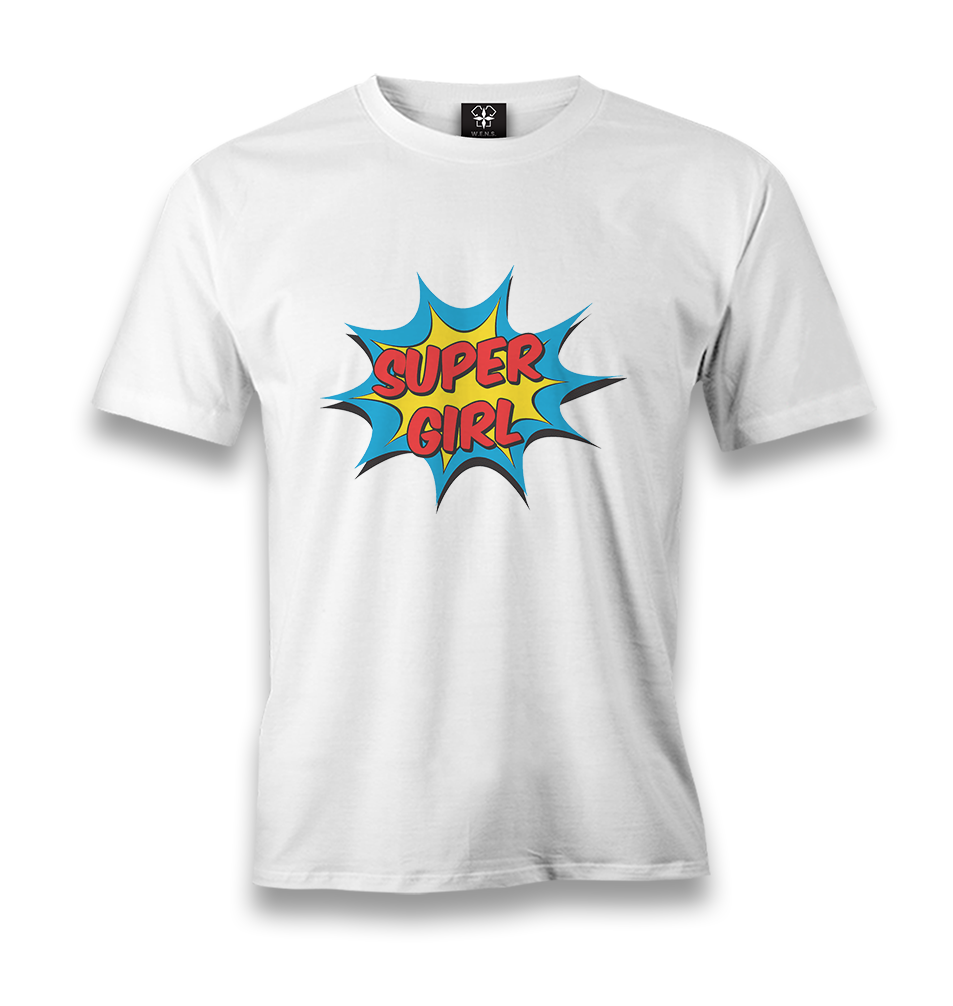 Super Girl Men's White Tshirt - Premium  from W.E.N.S. WIND - Just 6490! Shop now at W.E.N.S. WIND