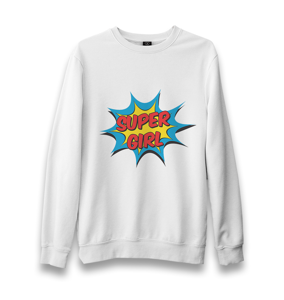 Super Girl Unisex White Sweatshirt - Premium  from W.E.N.S. WIND - Just 10990! Shop now at W.E.N.S. WIND