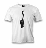 Animal-Cat Chat Noir Men's White Tshirt - Premium Men's T-shirt from W.E.N.S. WIND - Just 6490! Shop now at W.E.N.S. WIND