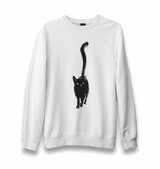 Animal-Cat Chat Noir Unisex White Sweatshirt - Premium Unisex Sweatshirt from W.E.N.S. WIND - Just 10990! Shop now at W.E.N.S. WIND