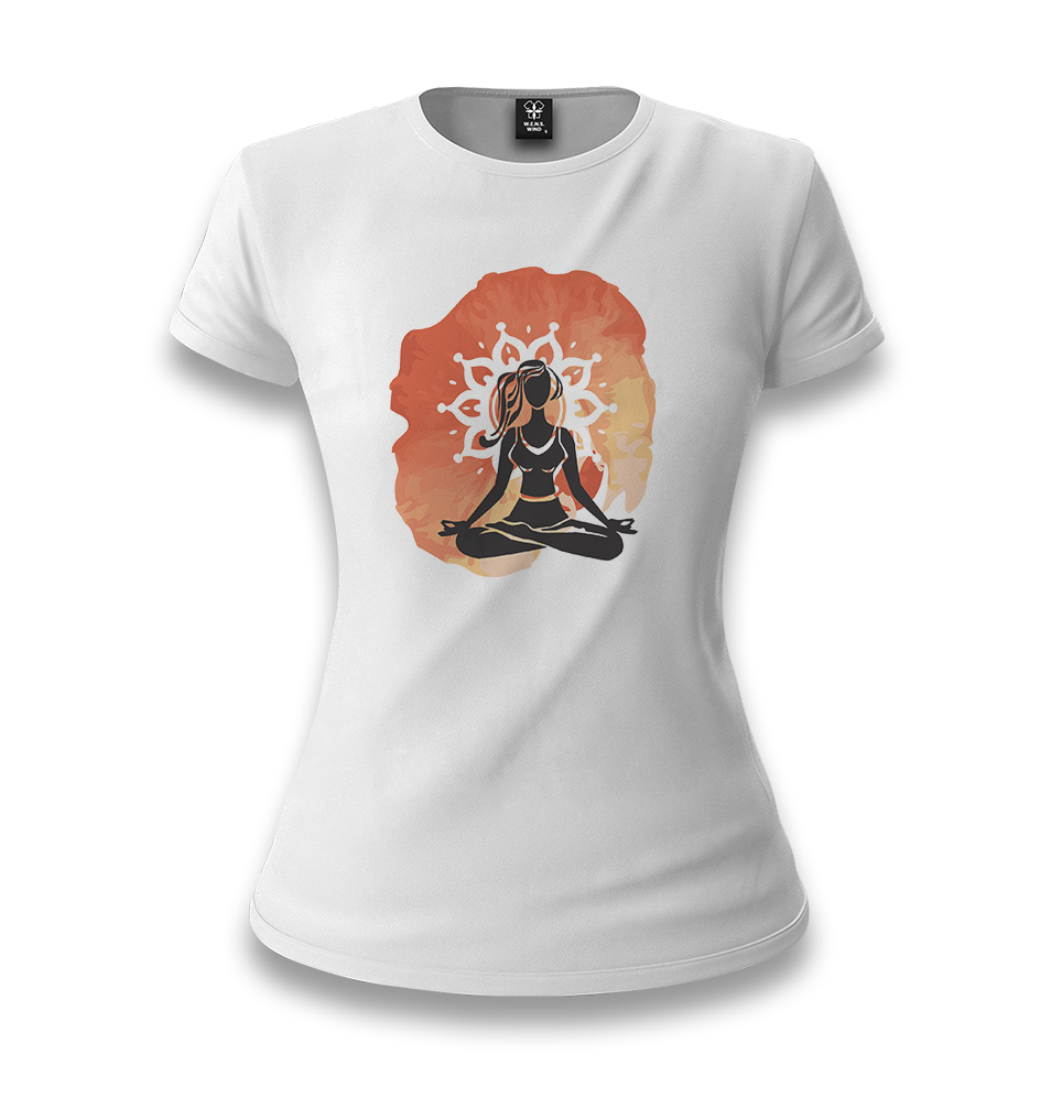 Yoga - Sukhasana White Women T-shirt - Premium  from W.E.N.S. WIND - Just 6490! Shop now at W.E.N.S. WIND