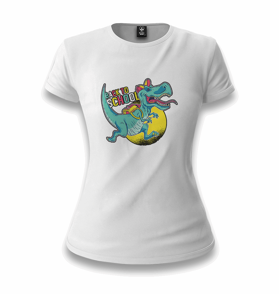 Back to School-Dinosaur White Women T-shirt - Premium Women's T-shirt from W.E.N.S. WIND - Just 6490! Shop now at W.E.N.S. WIND