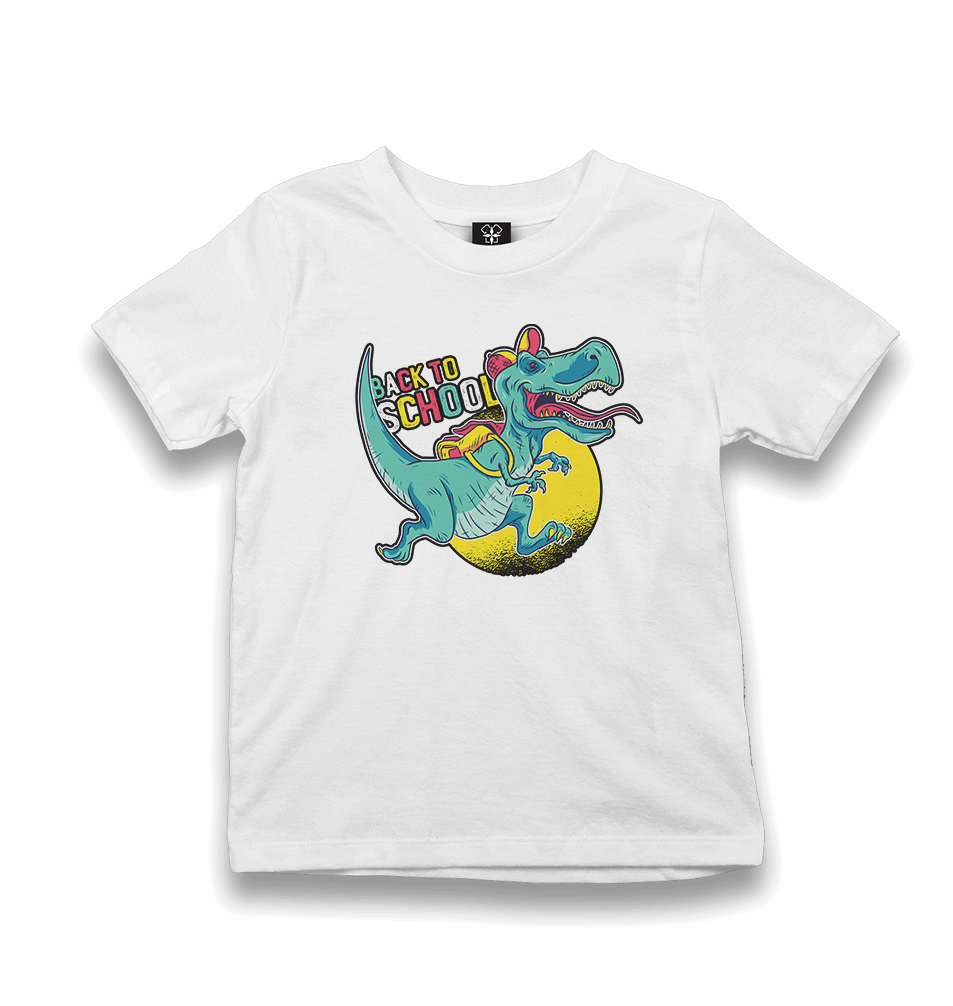 Back to School-Dinosaur Kid's White Tshirt - Premium Kid's T-shirt from W.E.N.S. WIND - Just 5990! Shop now at W.E.N.S. WIND