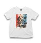 Keep Calm and Ride on Bicycle Kid's White Tshirt - Premium  from W.E.N.S. WIND - Just 5990! Shop now at W.E.N.S. WIND