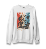 Keep Calm and Ride on Bicycle Unisex White Sweatshirt - Premium  from W.E.N.S. WIND - Just 10990! Shop now at W.E.N.S. WIND