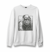 A Gorilla with Headphones Listening to Music Unisex White Sweatshirt - Premium Unisex Sweatshirt from W.E.N.S. WIND - Just 10990! Shop now at W.E.N.S. WIND