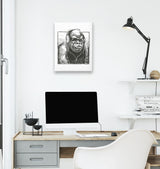 A Gorilla with Headphones Listening to Music White Canvas Wall Art 35x40cm - Premium  from W.E.N.S. WIND - Just 7990! Shop now at W.E.N.S. WIND