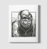 A Gorilla with Headphones Listening to Music White Canvas Wall Art 35x40cm - Premium  from W.E.N.S. WIND - Just 7990! Shop now at W.E.N.S. WIND