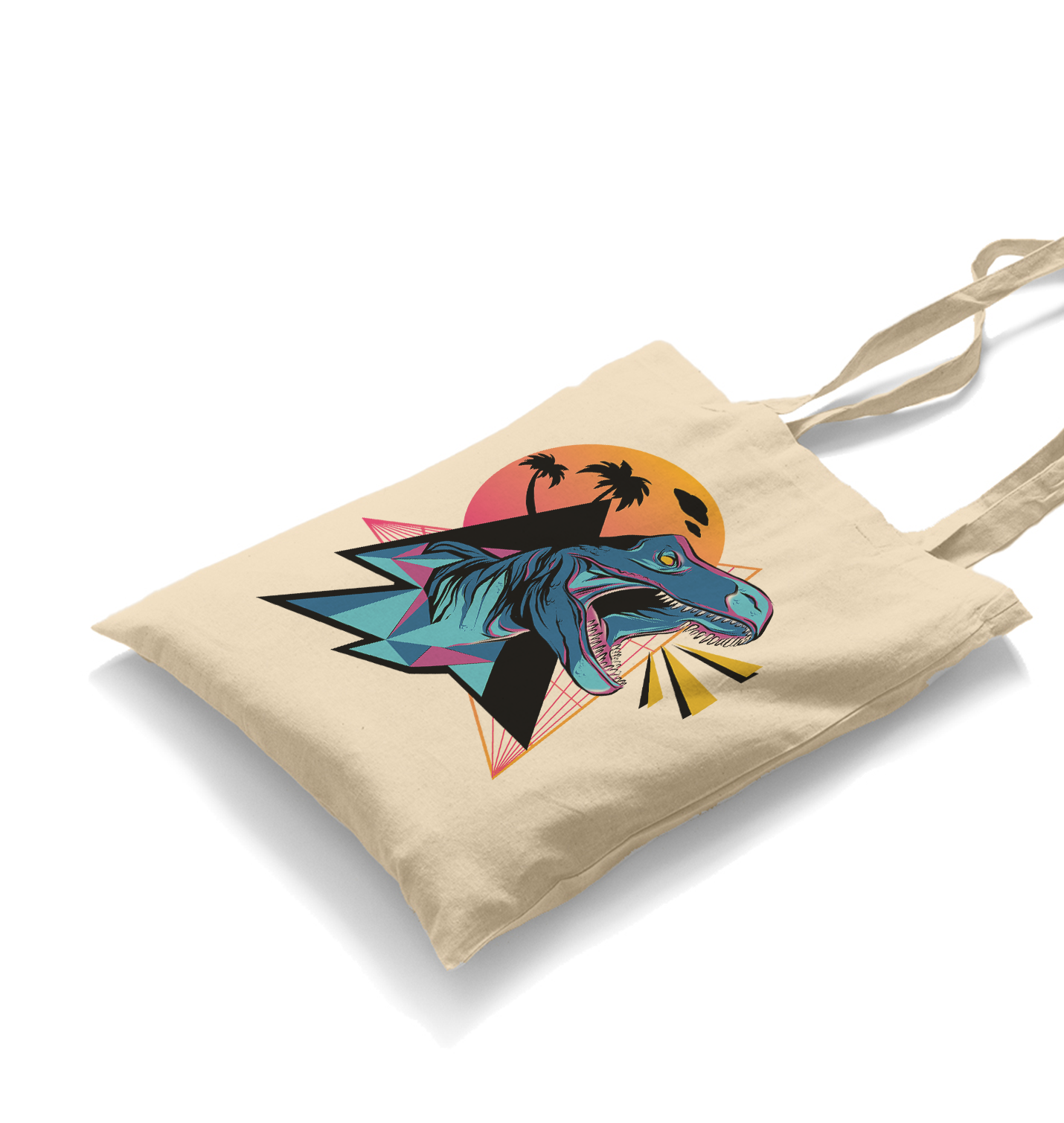 Dinosaur Shouting from a Triangle Background White Canvas Totebag - Premium  from W.E.N.S. WIND - Just 4990! Shop now at W.E.N.S. WIND