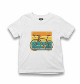 A Bicycle on the Vintage Colorful Background Kid's White Tshirt - Premium Kid's T-shirt from W.E.N.S. WIND - Just 5990! Shop now at W.E.N.S. WIND