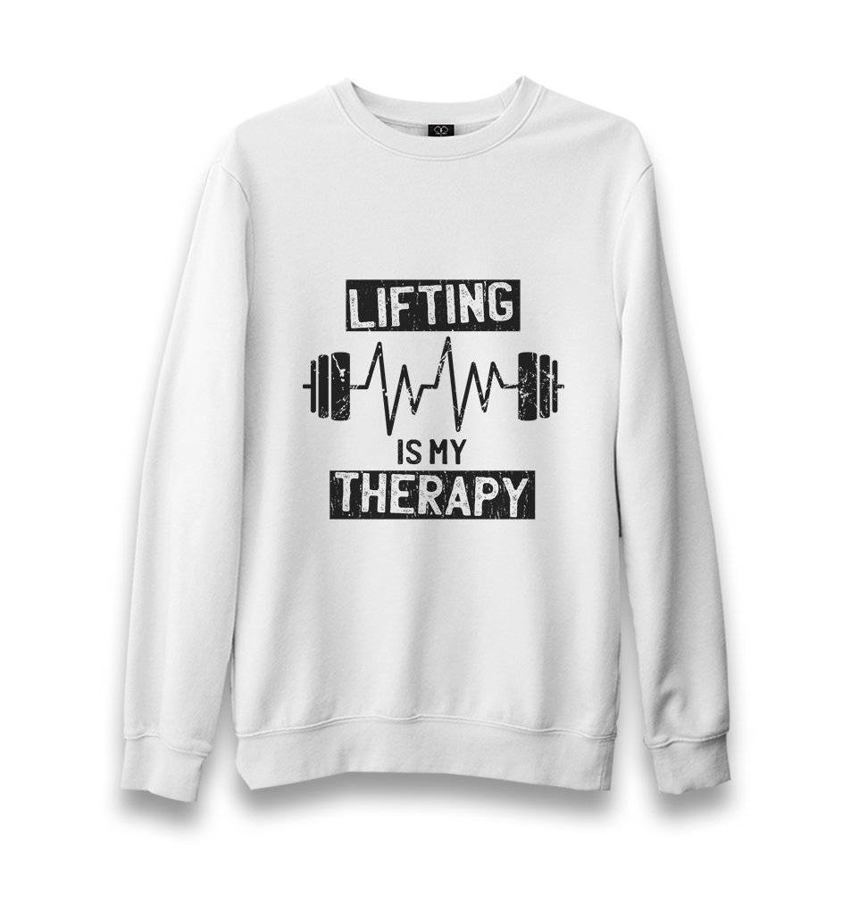 Bodybuilding Lifting Theraphy Unisex White Sweatshirt - Premium  from W.E.N.S. WIND - Just 10990! Shop now at W.E.N.S. WIND