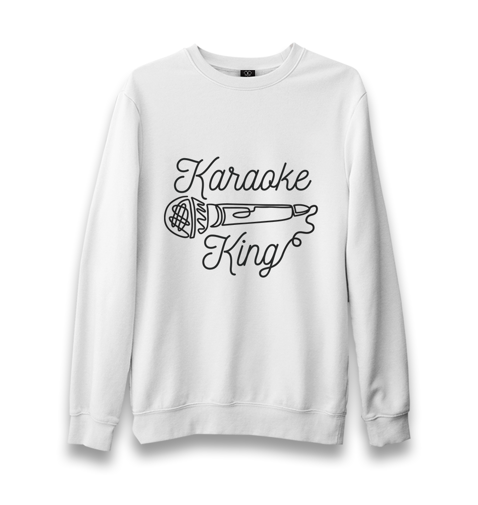 Microphone Karaoke King Unisex White Sweatshirt - Premium  from W.E.N.S. WIND - Just 10990! Shop now at W.E.N.S. WIND