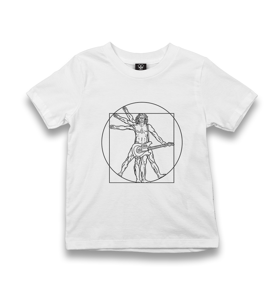 Da Vinci Man Guitar Playing Kid's White Tshirt - Premium  from W.E.N.S. WIND - Just 5990! Shop now at W.E.N.S. WIND