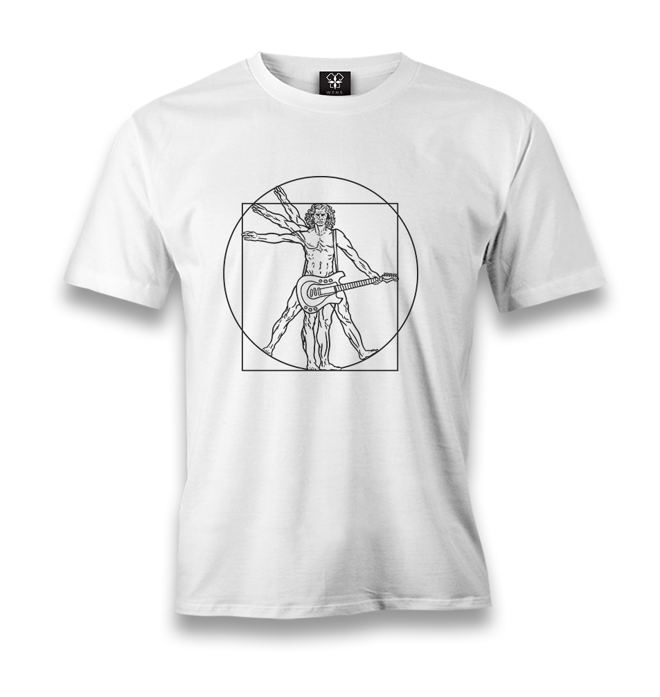 Da Vinci Man Guitar Playing Men's White Tshirt - Premium  from W.E.N.S. WIND - Just 6490! Shop now at W.E.N.S. WIND