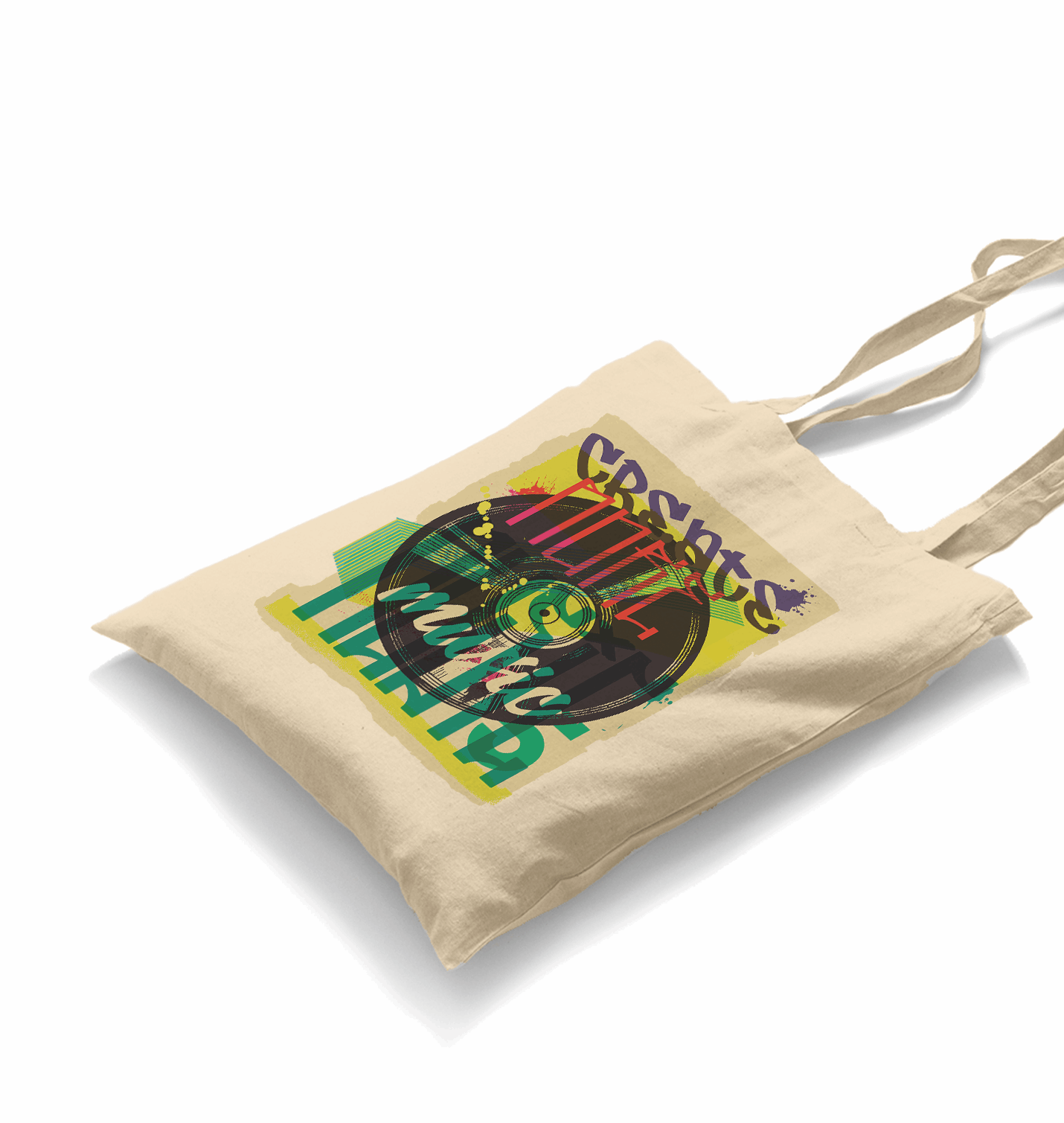 A Vinyl Record in Graffiti Style White Canvas Totebag - Premium  from W.E.N.S. WIND - Just 4990! Shop now at W.E.N.S. WIND