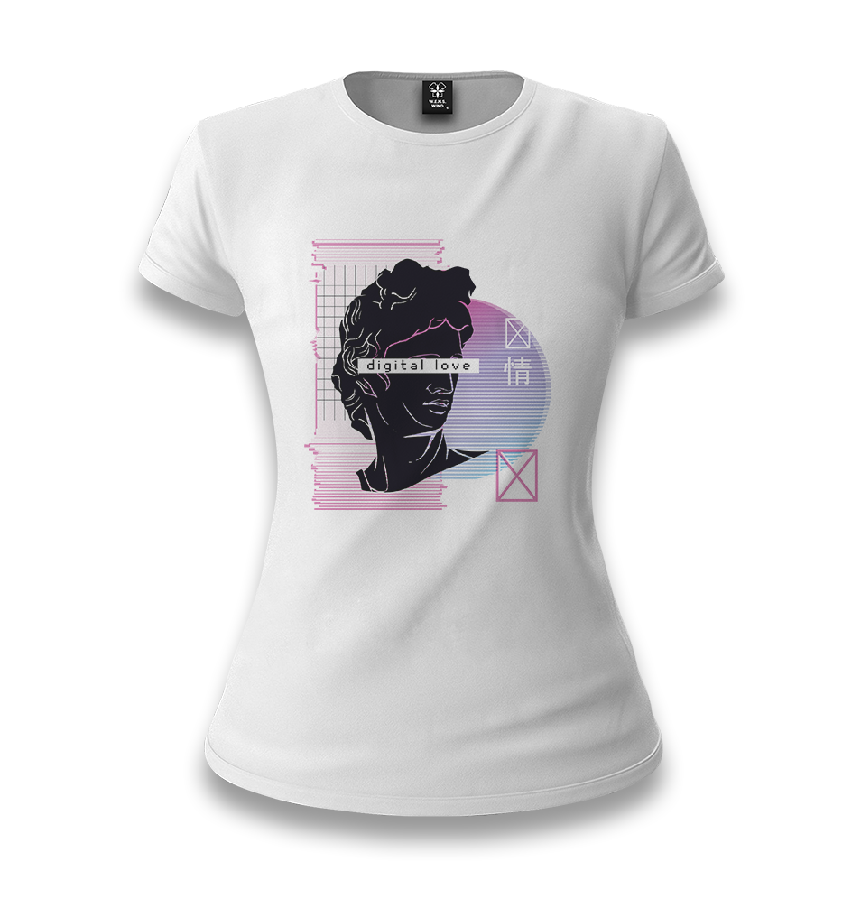 Statue Digital Love White Women T-shirt - Premium  from W.E.N.S. WIND - Just 6490! Shop now at W.E.N.S. WIND