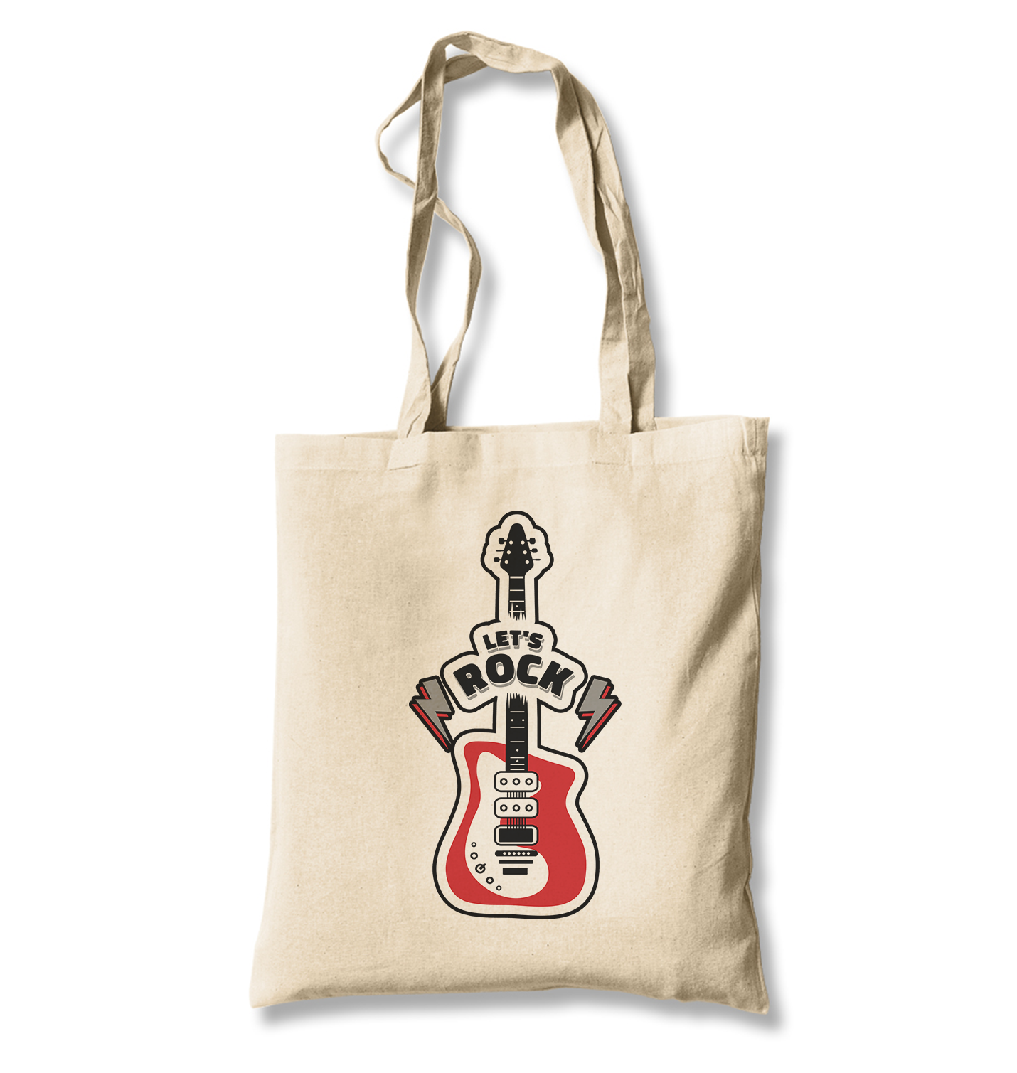 Let's Rock Red Guitar White Canvas Totebag - Premium  from W.E.N.S. WIND - Just 4990! Shop now at W.E.N.S. WIND