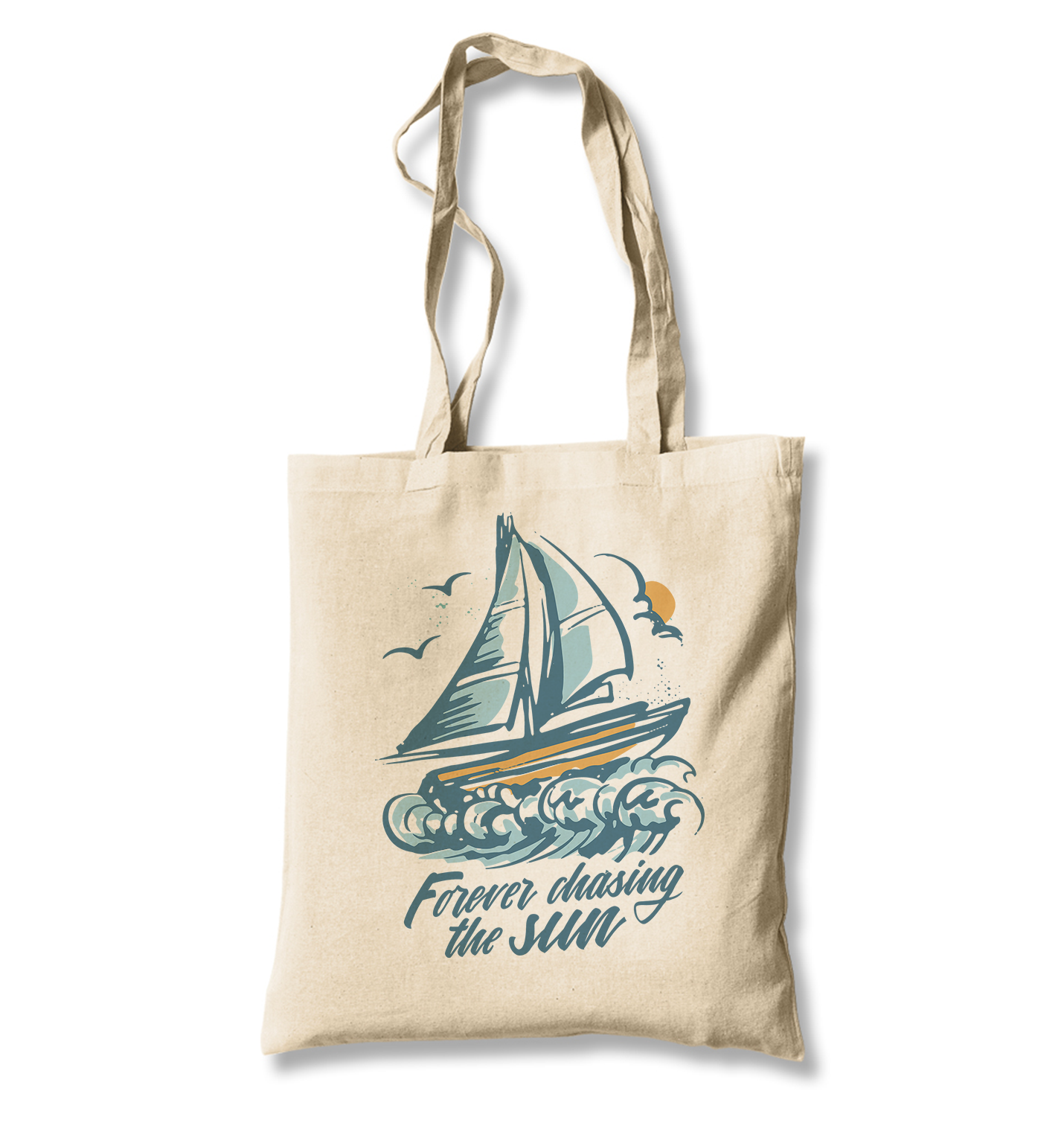 Sailing Boat Chasing the Sun White Canvas Totebag - Premium  from W.E.N.S. WIND - Just 4990! Shop now at W.E.N.S. WIND