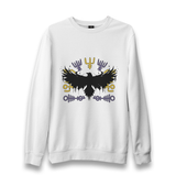 Raven Silhouette with Viking Symbols Unisex White Sweatshirt - Premium  from W.E.N.S. WIND - Just 10990! Shop now at W.E.N.S. WIND