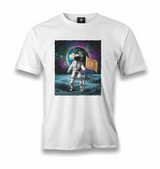 Astronaut Holding Bitcoin Flag Men's White Tshirt - Premium Men's T-shirt from W.E.N.S. WIND - Just 6490! Shop now at W.E.N.S. WIND