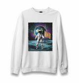 Astronaut Holding Bitcoin Flag Unisex White Sweatshirt - Premium Unisex Sweatshirt from W.E.N.S. WIND - Just 10990! Shop now at W.E.N.S. WIND