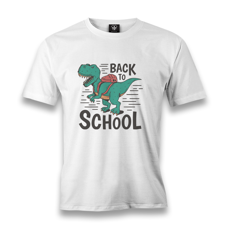Dinosaur Back to School with the Bag Men's White Tshirt - Premium  from W.E.N.S. WIND - Just 6490! Shop now at W.E.N.S. WIND