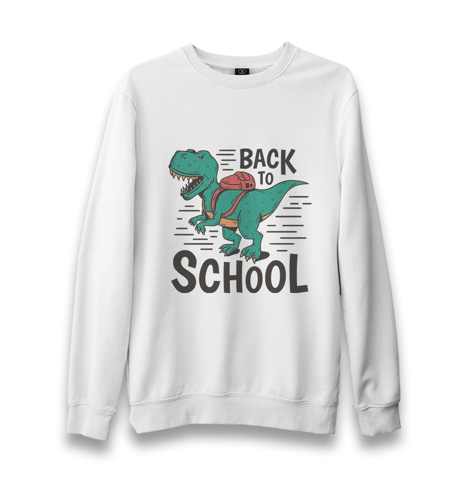 Dinosaur Back to School with the Bag Unisex White Sweatshirt - Premium  from W.E.N.S. WIND - Just 10990! Shop now at W.E.N.S. WIND
