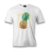 Pineapple in Front of a Square Men's White Tshirt - Premium  from W.E.N.S. WIND - Just 6490! Shop now at W.E.N.S. WIND