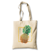 Pineapple in Front of a Square White Canvas Totebag - Premium  from W.E.N.S. WIND - Just 4990! Shop now at W.E.N.S. WIND