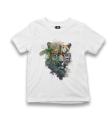 Tiger Head Blended With The Jungle Kid's White Tshirt - Premium  from W.E.N.S. WIND - Just 5990! Shop now at W.E.N.S. WIND