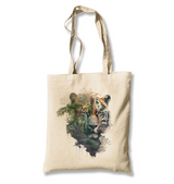 Tiger Head with Jungle Exposure White Canvas Totebag - Premium  from W.E.N.S. WIND - Just 4990! Shop now at W.E.N.S. WIND