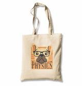 A Bulldog with Physics Quote White Canvas Totebag - Premium  from W.E.N.S. WIND - Just 4990! Shop now at W.E.N.S. WIND